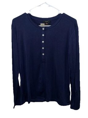 J. Crew Women’s Navy Blue Long Sleeve Henley Re Imagined Top Size S NWT